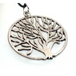 Silver Plated Round Tree Design Pendant